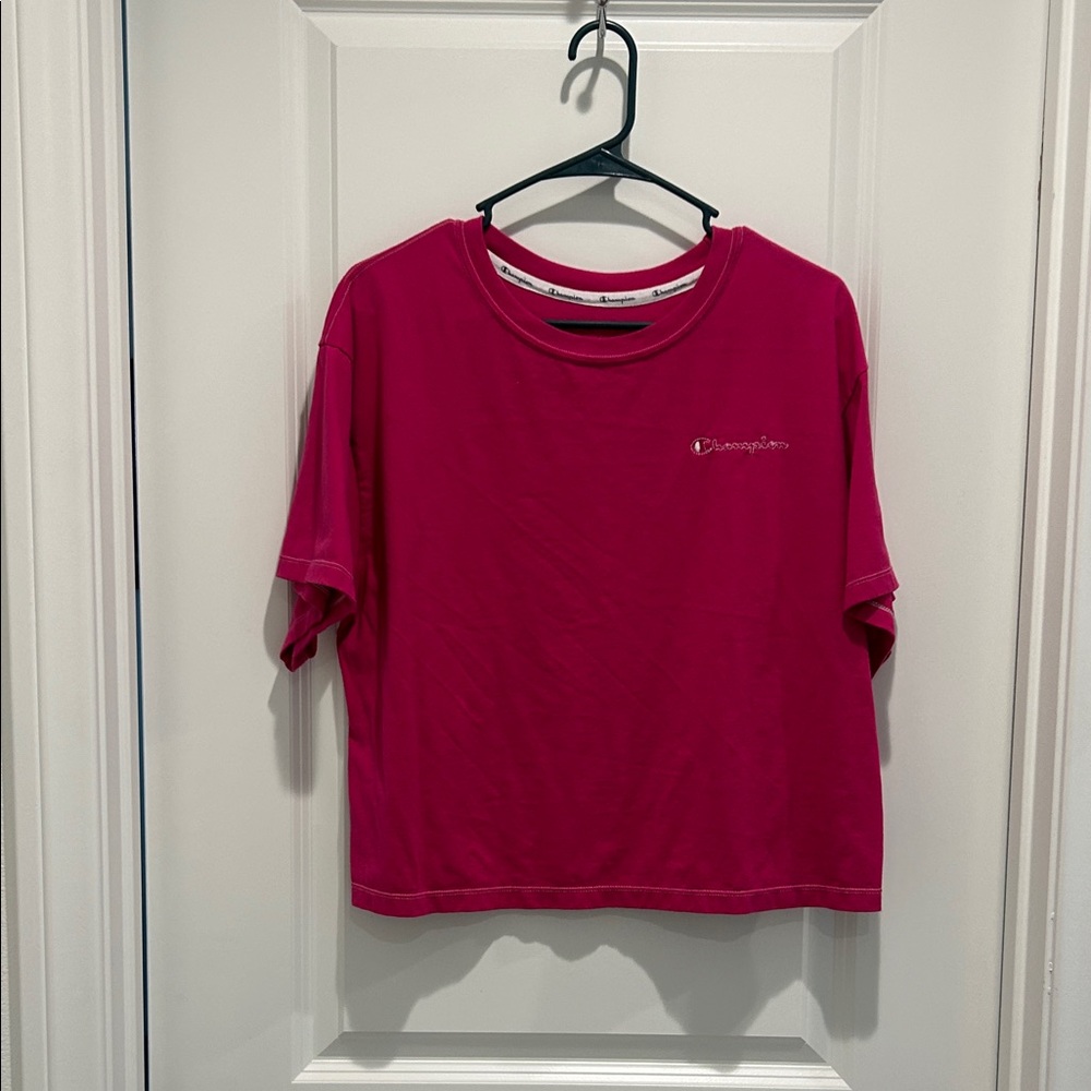 Champion Women's Fuchsia Short Sleeve Crop Top Tee